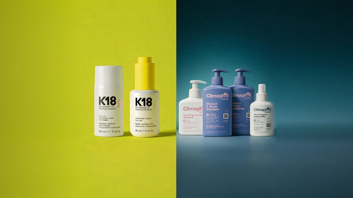 Productos K18 junto a la gama Climaplex en una comparativa a doble página